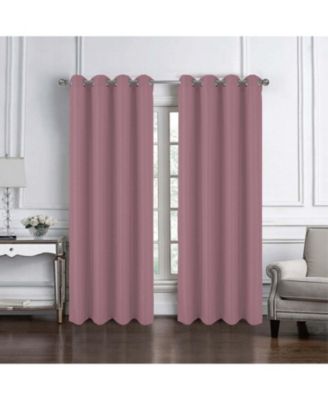 RT Designer Collection Cindy Textured 2 Pack Grommet Curtain Panel 36" x 84" Rose