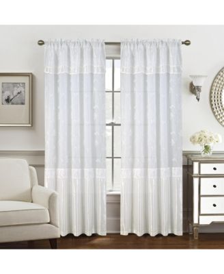 - Pia Embroidered Panel With Double Valance 54'' x 90'' White