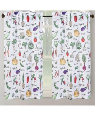 RT Designer's Collection Tribeca Vegetables Printed 3 Pieces Kitchen Curtain Set Includes 1 Valance 52" x 18" and 2 Tiers 26" x 36" Each Multi Color
