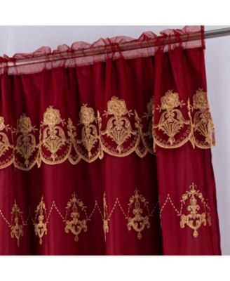 Daisy Embroidery Curtain Panel With Attached Valance