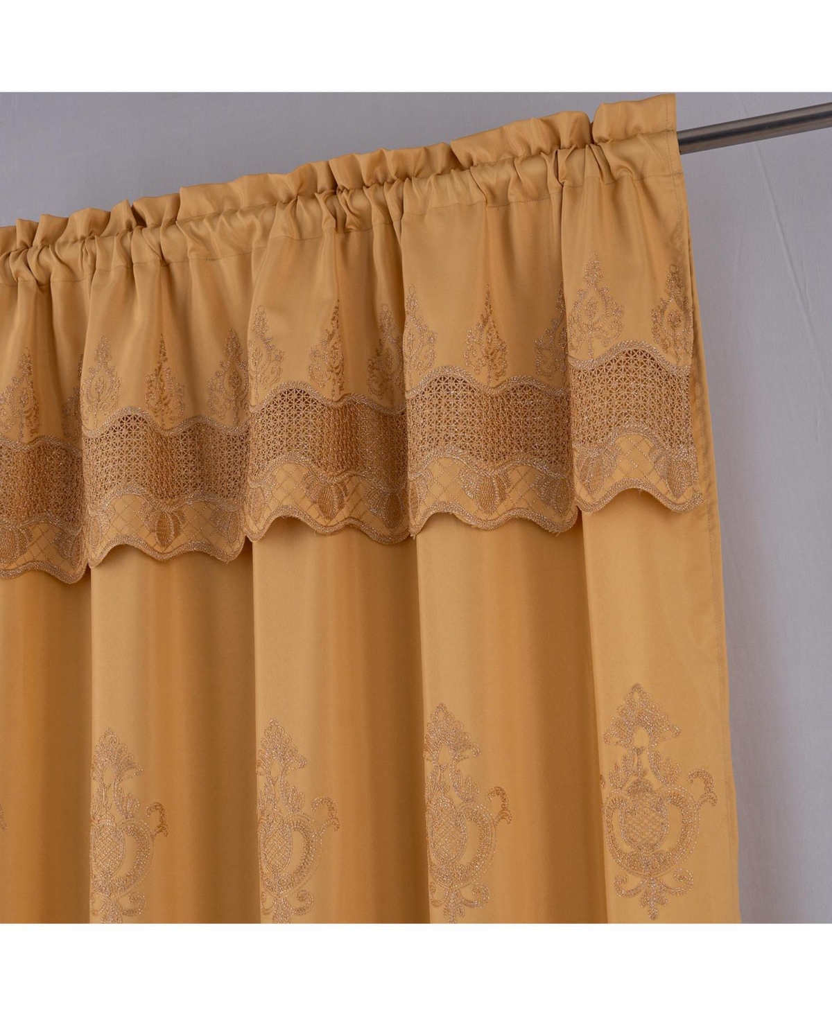 Rt Designers Collection Debbie Macrame Construction 3" Rod Pocket Curtain Panel 54" x 84" Gold/Gold