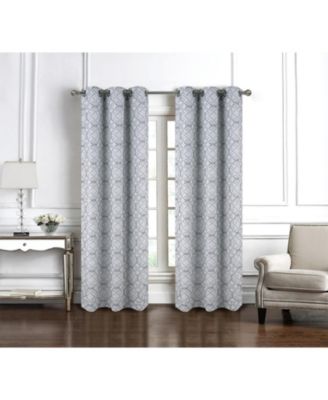 RT Designer Collection Woodbridge Jacquard Grommet Luxurious Modern Design Curtain Panel 54" x 84" Silver