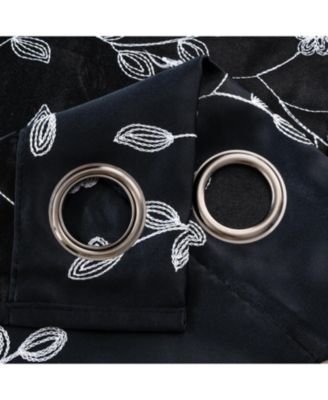 RT Designer Collection Lilian Embroidered Blackout Luxurious Decorative Grommet Curtain Panel 54" x 95" Black