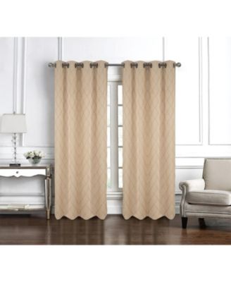 RT Designer Collection Gable Embroidered Blackout Luxurious Decorative Grommet Curtain Panel; Beige
