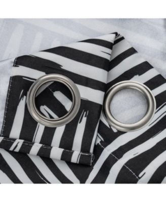 RT Designer Collection Ashton Prnt 2 Pack Blackout Grommet Luxurious Modern Design Curtain Panel 36" x 84" Black