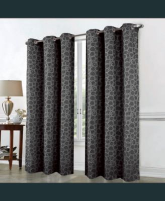 RT Designer Collection Jasper Lurex Jacquard 2 Pack Grommet Curtain Panel 36" x 84" Black