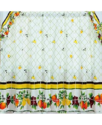 Ramallah Trading Ruffle Fruit Medley Tier and Valance - 60 x 36, Multicolored