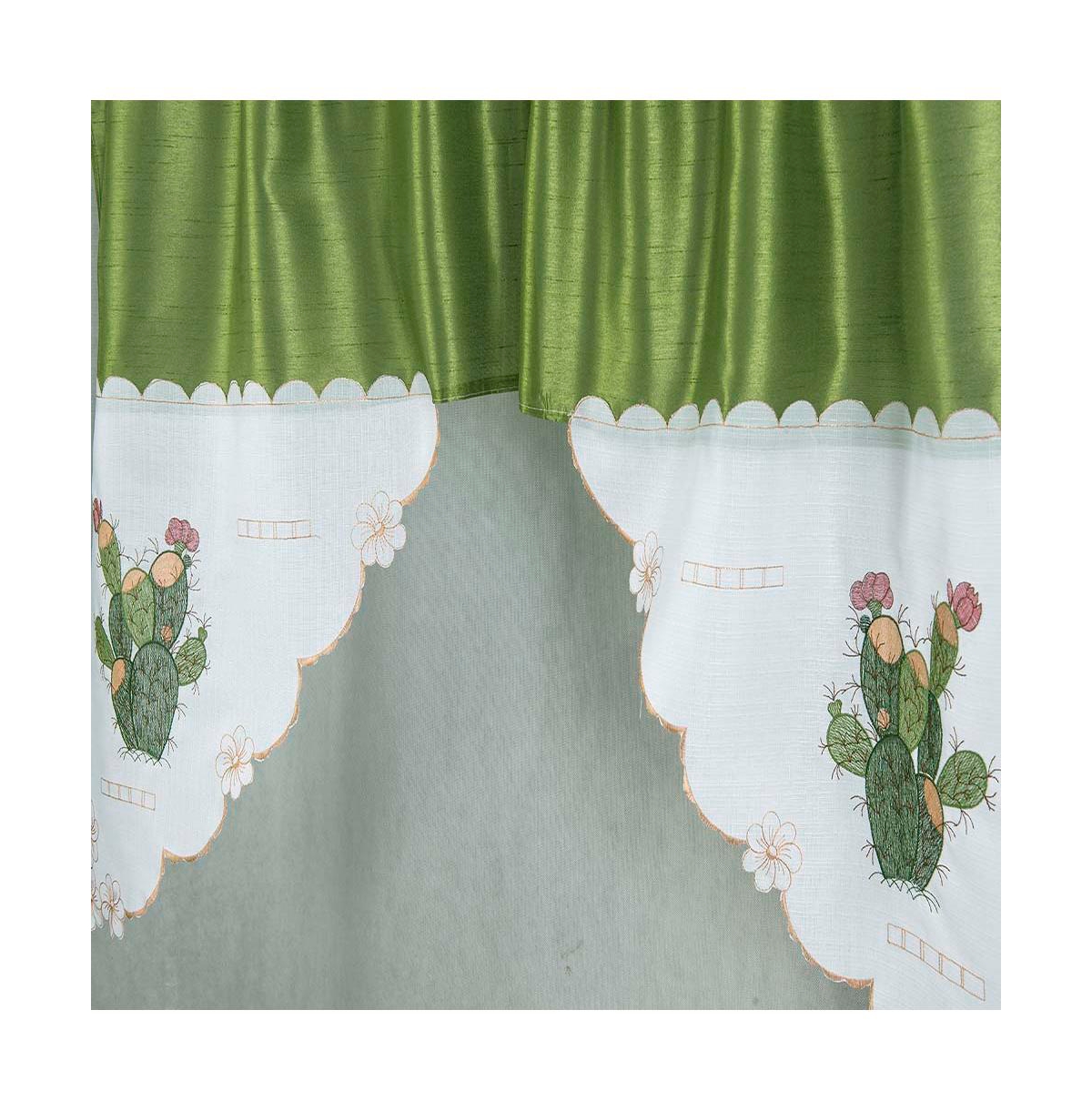 Rt Designer's Collection 3 Piece Set Adds Charm Any Kitchen Decor Monarch Cactus Kitchen Curtain 52" x 18" Sage