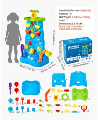 Sand and Water Table for Toddlers, 37 PCS Double-Sided Activity Playset, Outdoor Sensory Table for Boys & Girls Ages 3+