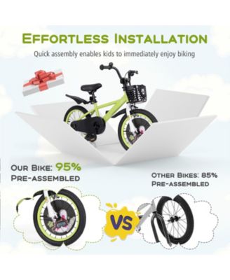 16 Inch Kids Bike Adjustable with Detachable Training Wheels for 4-8 Years Old