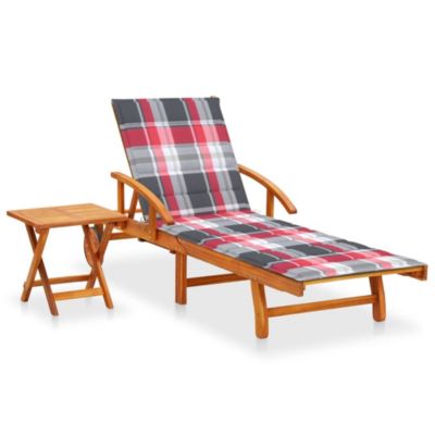 Patio Sunlounger With Table Natural wood Solid acacia wood Standard