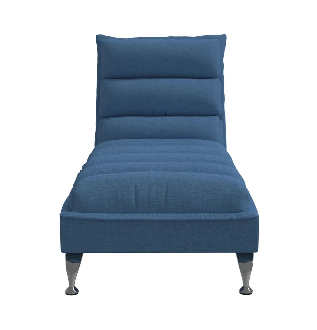 vidaXL Chaise Lounge Blue Fabric (100% polyester), Plywood, Chromed Steel