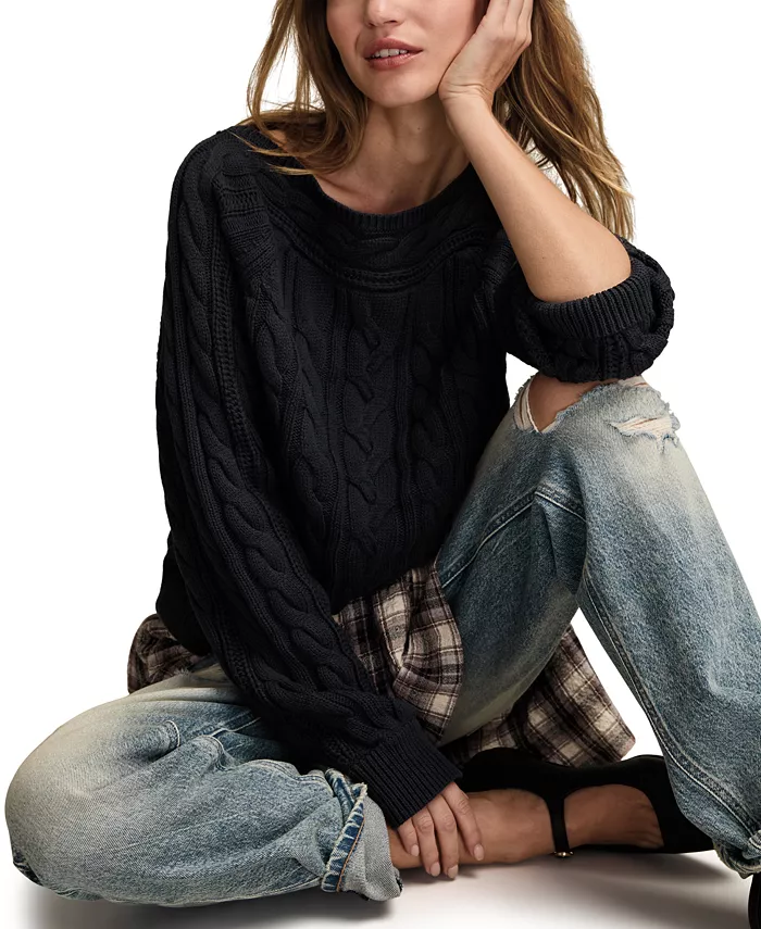 Women's Boat Neck Cable Sweater - thumbnail 7