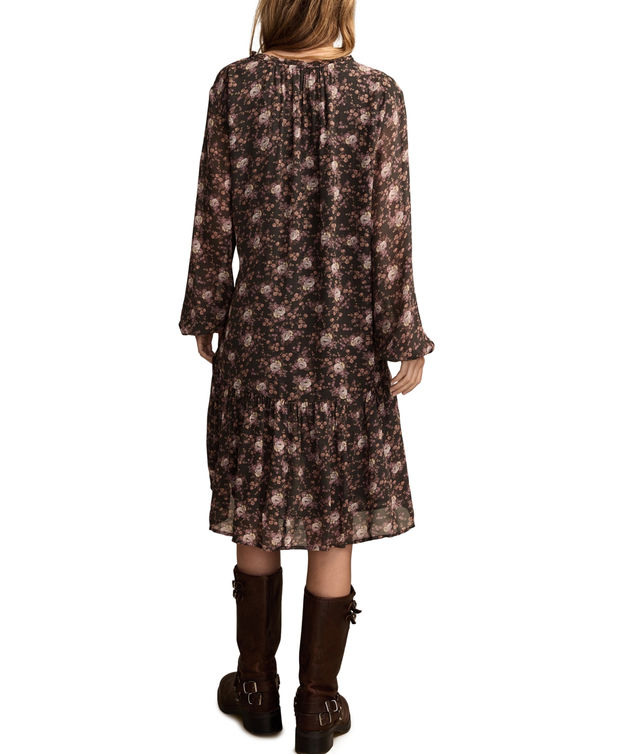 Lucky Brand Women's Dropped Waist Floral Mini Dress