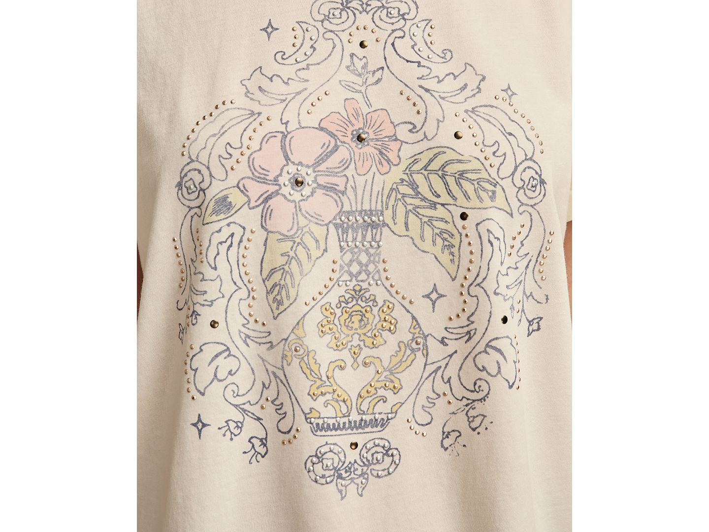 Женская футболка Lucky Brand Floral Vase Classic Crewneck, цвет: Кремовый — фото 3