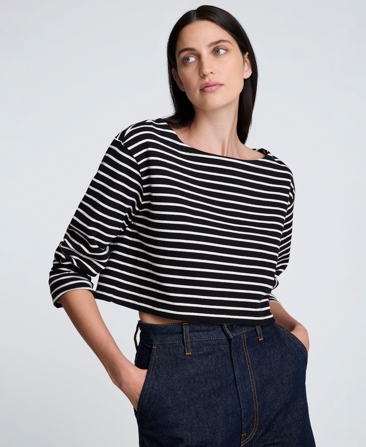 Kenneth Cole Women's Striped Cropped Top