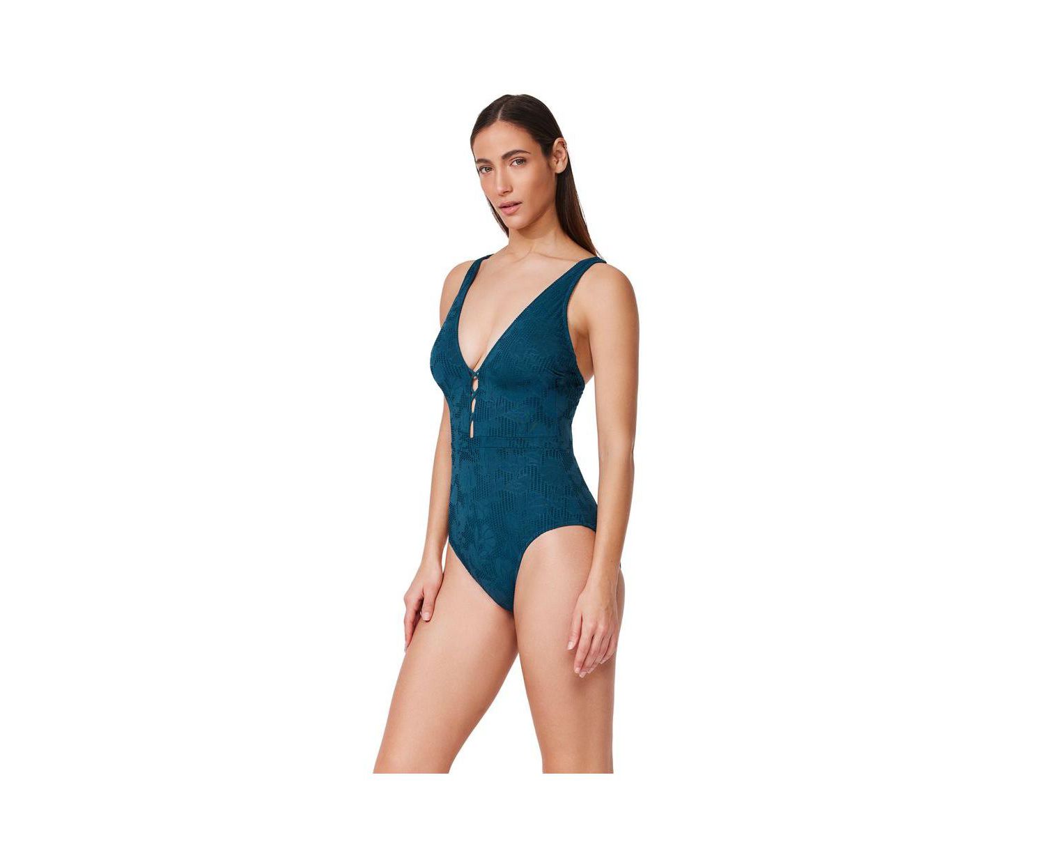 Women's Jolene Textured Deep V-Neck One-Piece Swimsuit