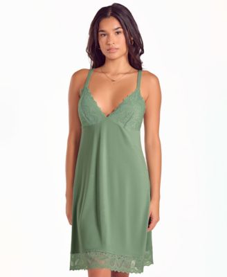 Women's Lace Stretch Knit Long-Sleeve Nightgown