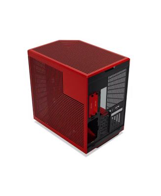 Y70 Dual Chamber Modern Aesthetic Panoramic Tempered Glass EATX Mid-Tower Computer Case, Red