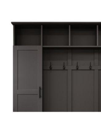 Versatile 3-in-1 Hall Tree with 6 Hooks Walnut Storage Bench 55" Entryway Coat Rack