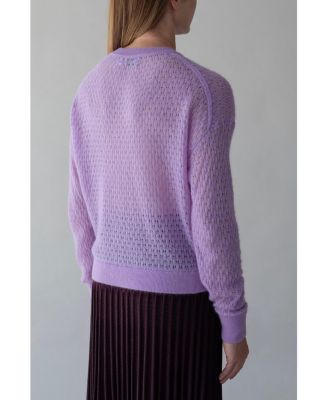 Women's Lacey Pointelle Pullover Sweater