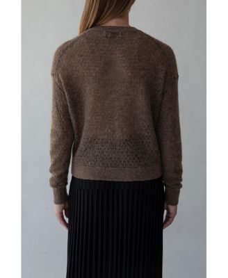 Women's Lacey Pointelle Pullover Sweater