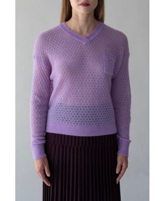 Women's Lacey Pointelle Pullover Sweater