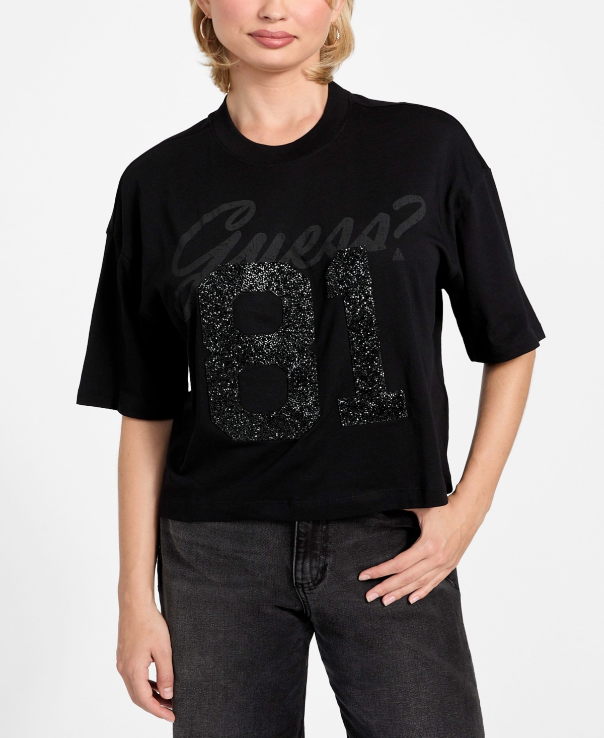 Guess Women's Short-Sleeve 81 Rhinestone Os T-Shirt