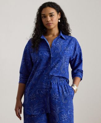 Lauren Ralph Lauren - Plus Size Paisley Print Button-Down Shirt