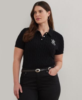 Plus Size Cable-Knit Polo Shirt