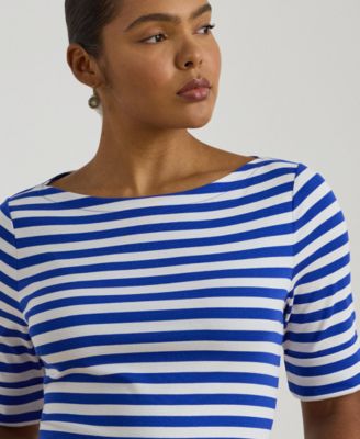 Plus Size Striped Boat Neck T-Shirt