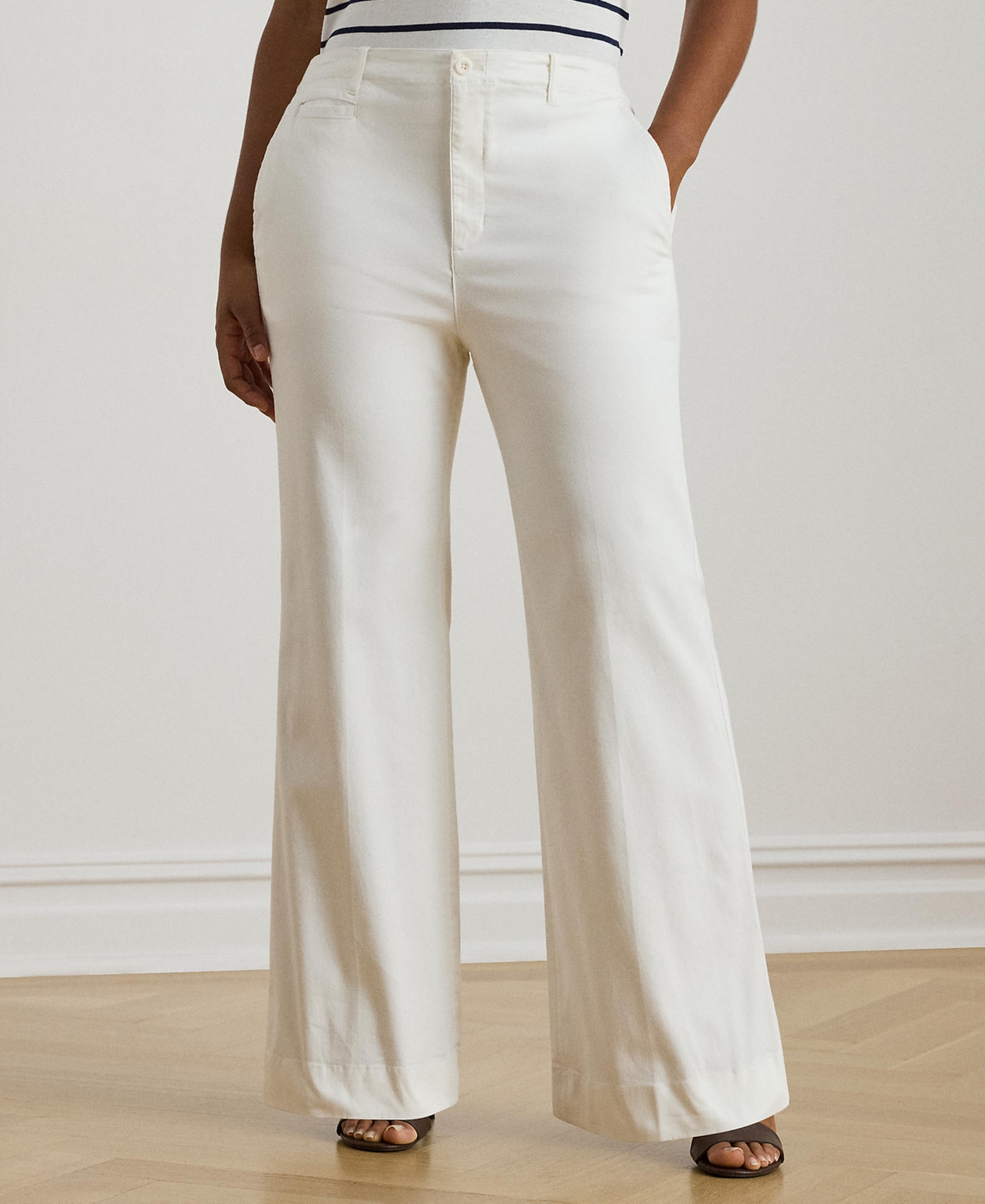 Ralph Lauren Plus Size Chino Flare High-rise Pants In White