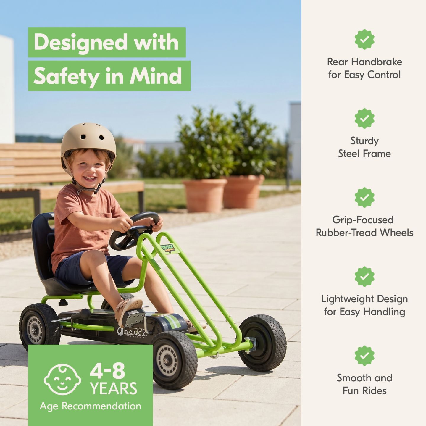 Детская игрушка Hauck Lightning Pedal Ride-On Go Kart with Adjustable Seat, 110 lbs Capacity, Ages 4-8 — фото 9