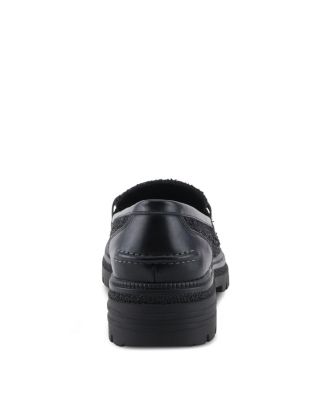 Nacarri Women's Textured Fabric Upper Slip-On Loafer With Gold-Toned Detail, Cushioned Insole