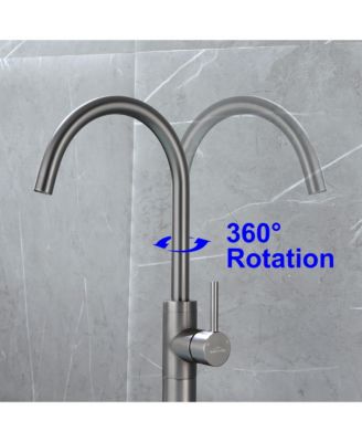 Freestanding Floor Mount Bath Tub Filler Faucet with Single Handle and Water Supply Lines