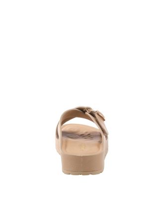 Women s RUTHA Criss-Cross Strap Slide Sandals with Gold Buckle and Padded Insole
