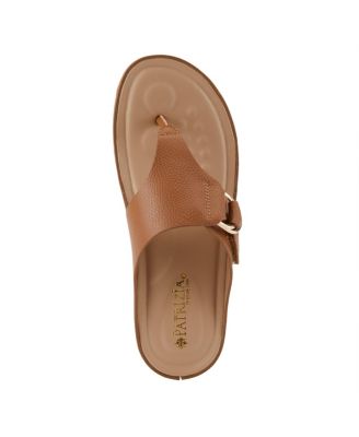 Women's ROZETA Toe Thong Sandals with Gold Buckle and Comfort Footbed