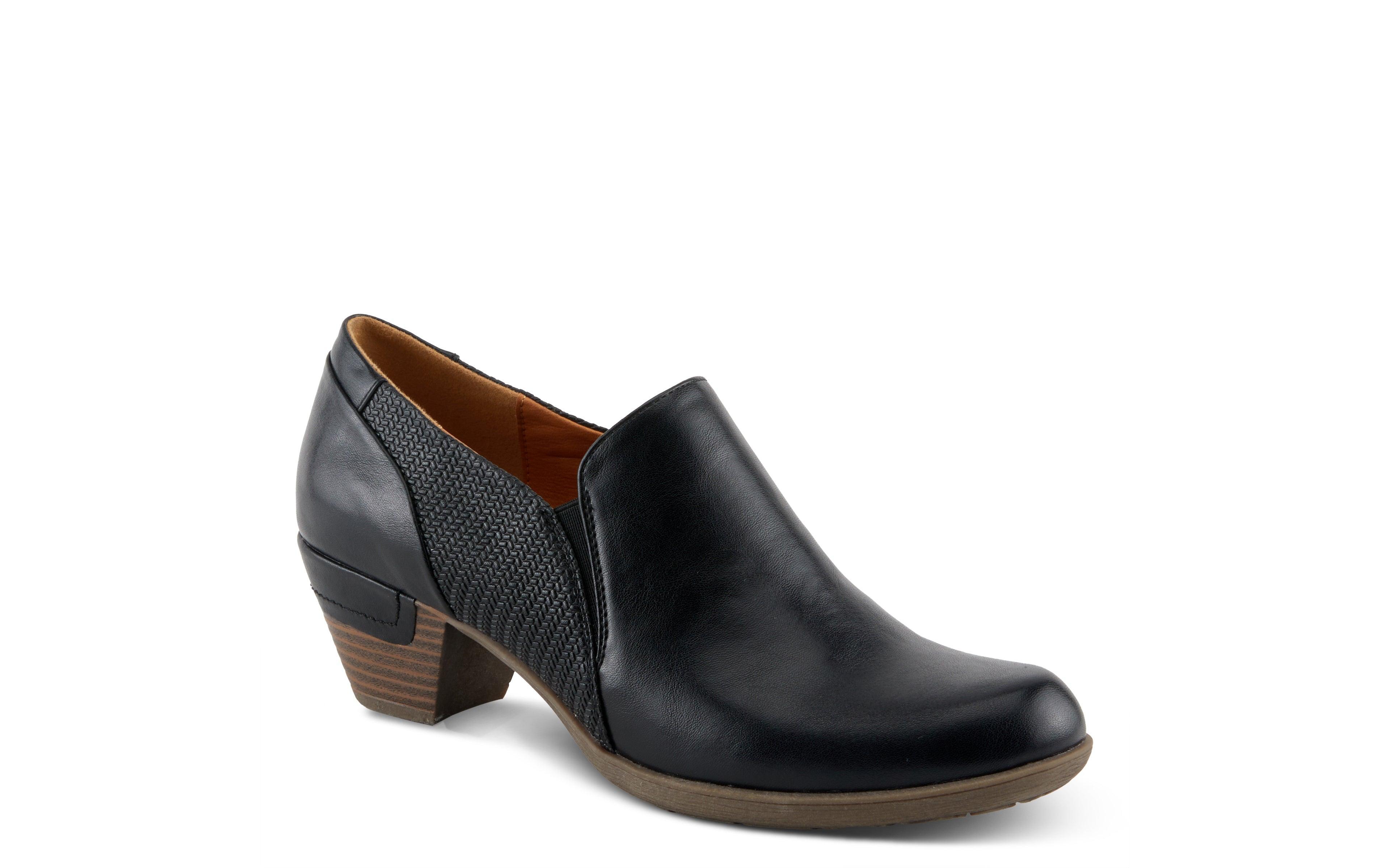 Patrizia Women s Julaneah Embossed Slip-On Shooties with Elastic Fit and Block Heel