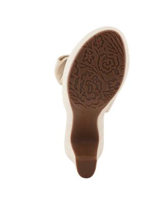 Women's NORMAJEAN Denim Bow Slide Heeled Sandals