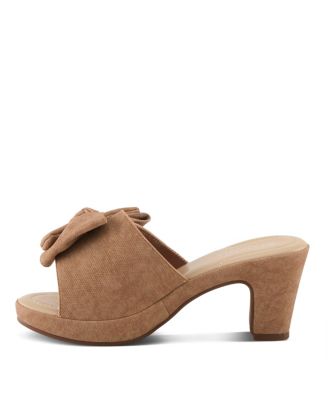 Women's NORMAJEAN Denim Bow Slide Heeled Sandals