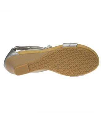 Women s HARLEQUIN Floral T-Strap Wedge Sandals with Back Zipper