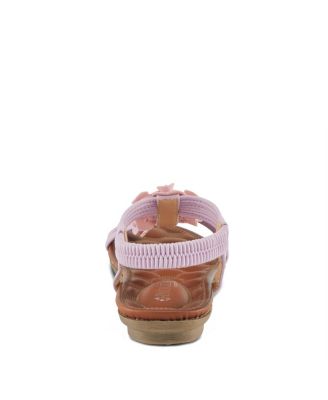 Women s Nectarine Floral T-Strap Sandal with Elastic Back and Quilted Footbed