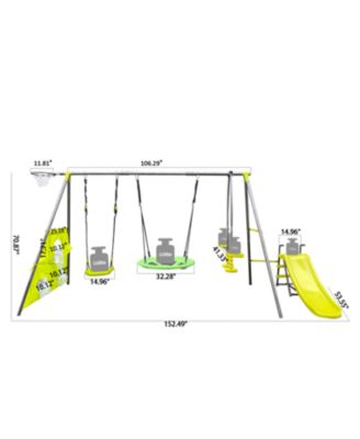Boys Saucer Swingset with Mini Slide for Outdoor Play