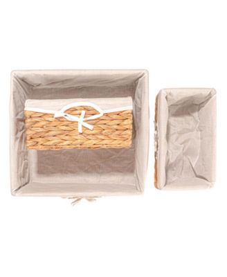 Wicker Basket Set, 3 Pieces, 1 Large and 2 Small Water Hyacinth Baskets