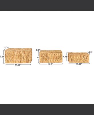 Rectangular Water Hyacinth Nesting Basket Set with Lid