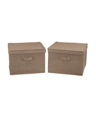 Square Storage Box With Lid, 15”x15”x10”, Latte