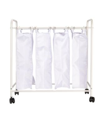 Rolling Laundry Sorter, 4 Bag, White