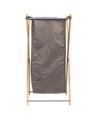X-Frame Bamboo Hamper, Washable Grey Liner and Bamboo Frame