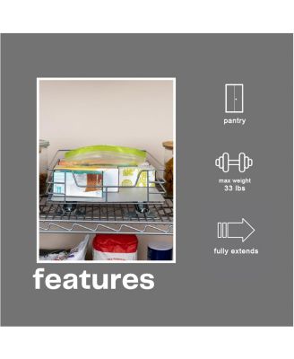 Glidez Steel Pull-Out Storage Organizer, 1-Tier Design, Brushed Silver