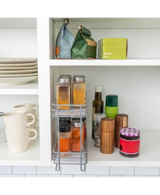 Glidez Steel Pull-Out Storage Organizer with Plastic Liners, 2 -Tier Design, Brushed Silver